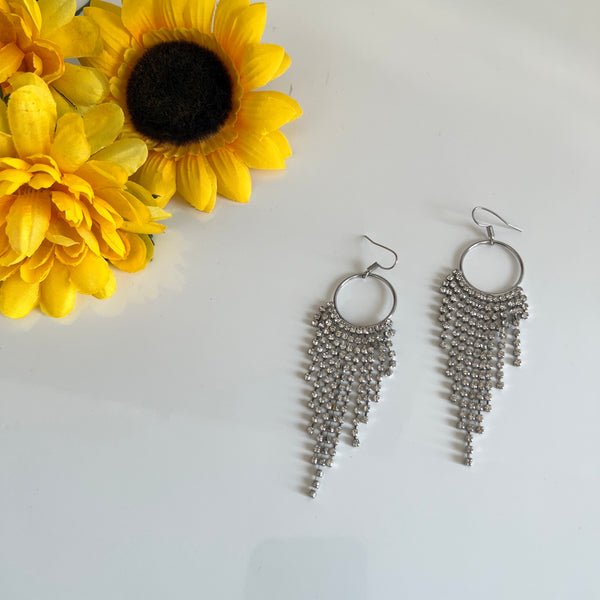 Elegant Thrifted Faux Silver Dangly Earrings